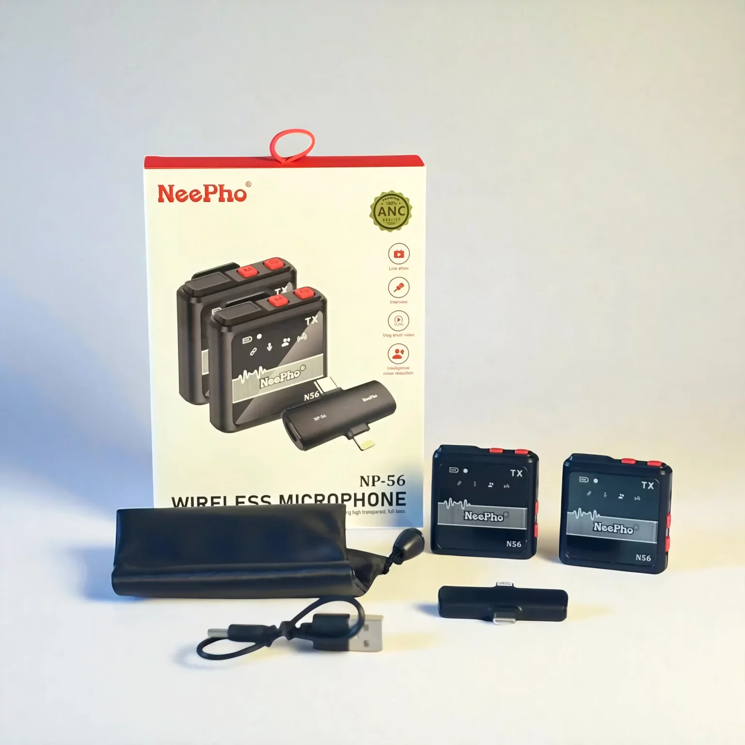 white-Photoroom-Photoroom-Picsart-AiImageEnhancer-1-1536x1536 (1) NeePho NP-56 Type C and Lightning Two-in-One Wireless Microphone - Image 1